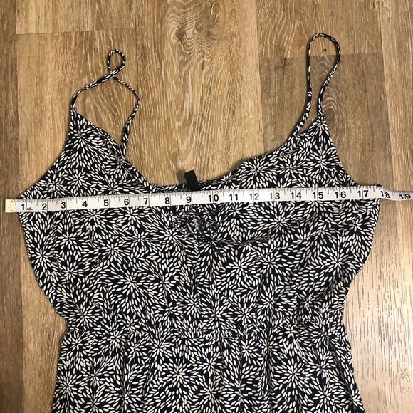 H&M y2k tie front Dress Spagheti Strap slip summer sun beachy navy blue print 10 - Picture 12 of 13